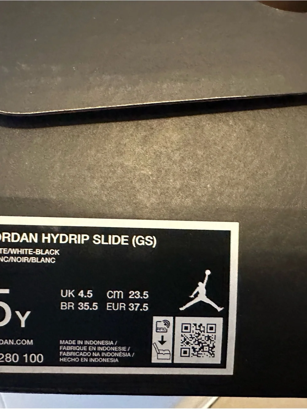 Jordan White Kids' Slide Sandals with Black Logo Accent